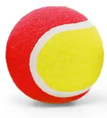 red and yellow tennis ball
