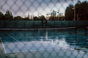 wet tennis court